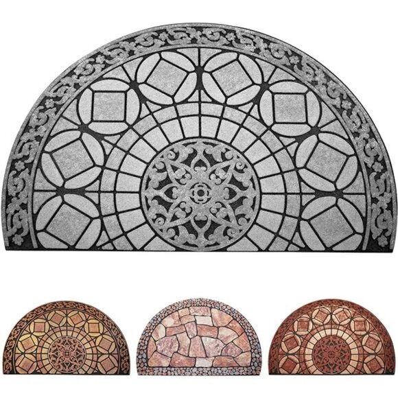 Half Round Door Mat for Outside Entry Rug Decorative Welcome Mat for Front Door - Picture 1 of 6